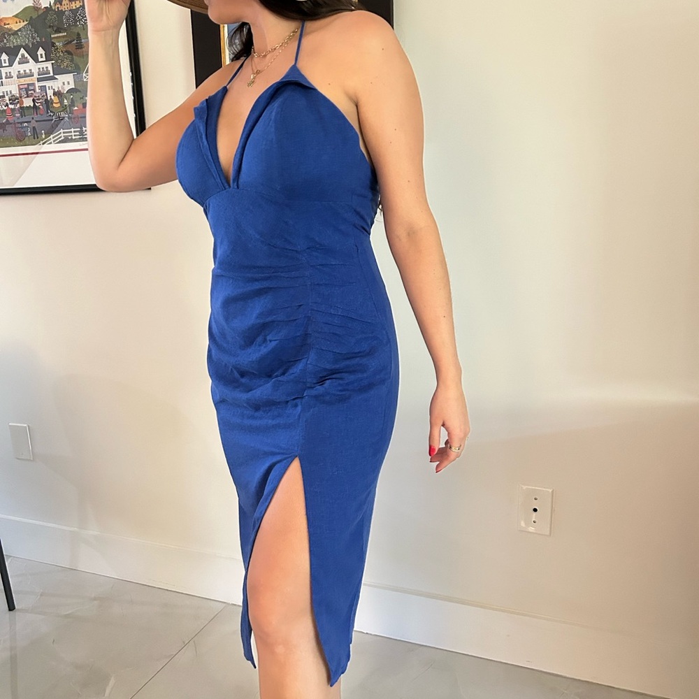 Summer Blue Backless Midi Dress - Picture 6 of 11